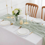4 pezzi di tovaglioli a foglia di lattuga - 300 x 81 cm - decorazione da tavola in mousseline - tessuto di organza verde boho - tovagliolo rustico - tovagliolo da formaggio lavabile - tovaglioli per matrimonio compleanni festa