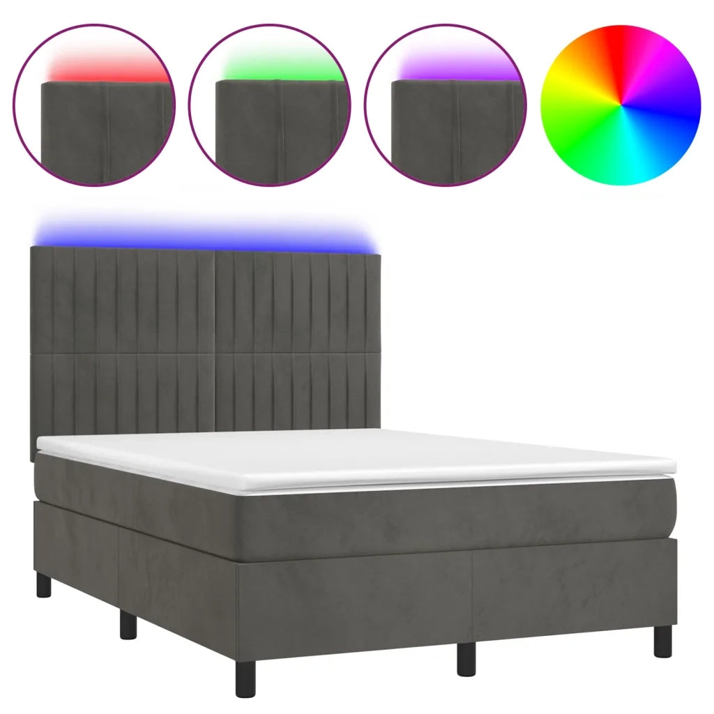 Letto a Molle con Materasso e LED Grigio Scuro 140x200 cmcod mxl 99101