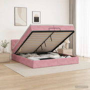 Letto ottomano con materasso Rosa 200 x 200 cm Velluto 3456656