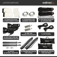 Set per studio fotografico 2 luci LED da 35 W, 2 softbox da 90 x 60 cm, 2 stativi per luci max 256 cm, temperatura di colore 5000 K, per fotografia