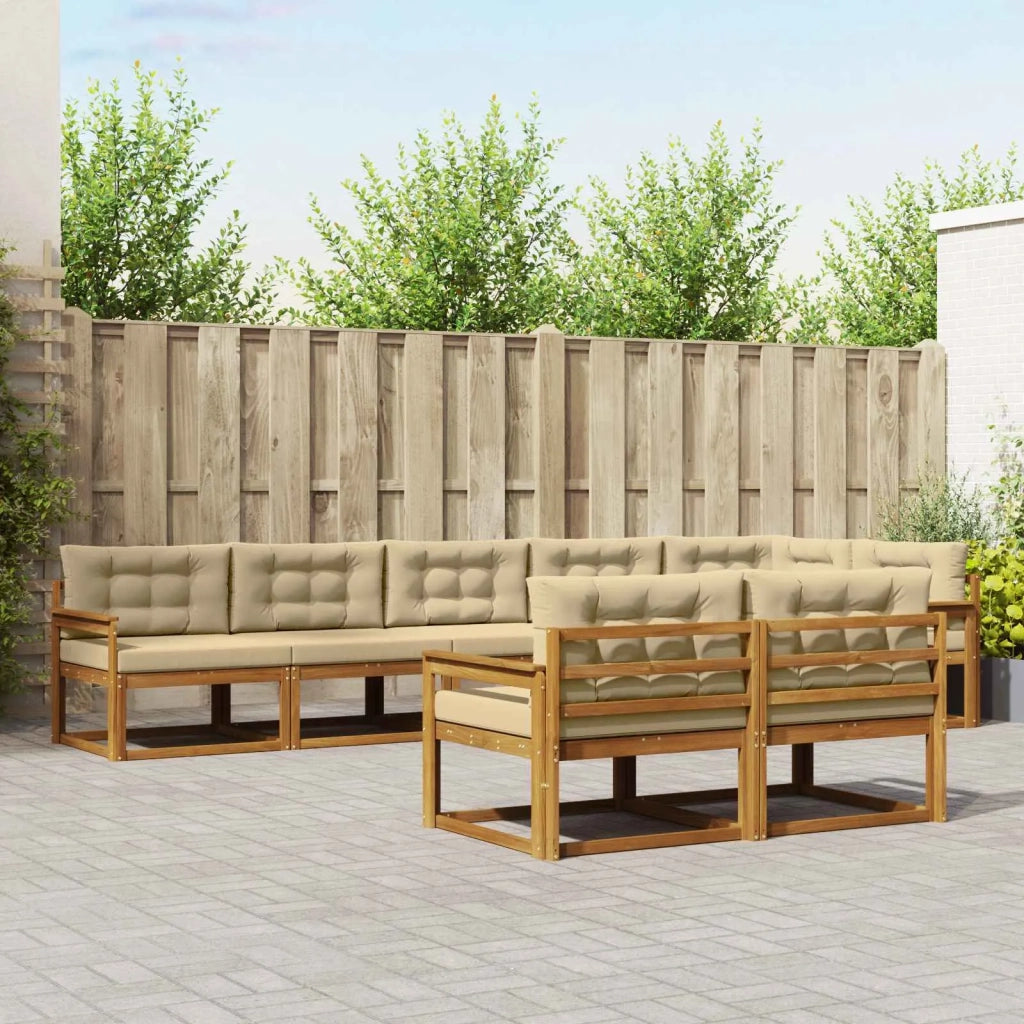Set di divani da esterno con cuscino 8 pcs Naturale e Beige 3367746