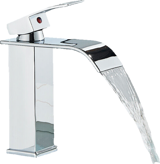 ROSA | Rubinetto da bagno Premium Hotel Waterfall cromato | Miscelatore per lavabo in acciaio inox per catering | Rubinetto dal design quadrato