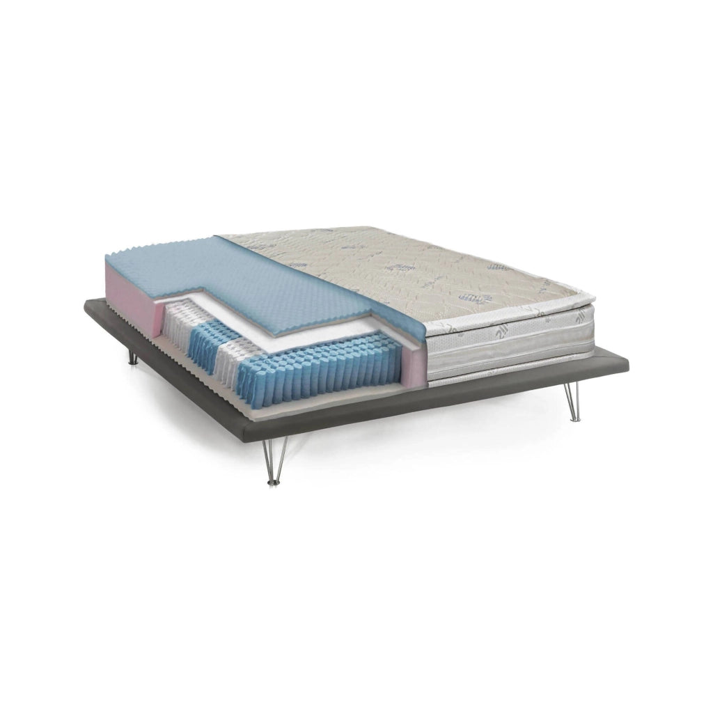 Altivole, Materasso Singolo Sfoderabile Made in Italy, 190x80x37h cm Grigio
