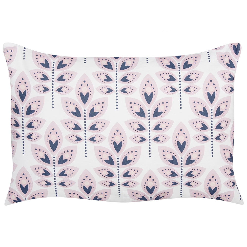 Set di 2 cuscini da giardino in poliestere Bianco Sporco 40 x 60 cm Cuscino da lancio rettangolare con motivo a foglia dal design moderno