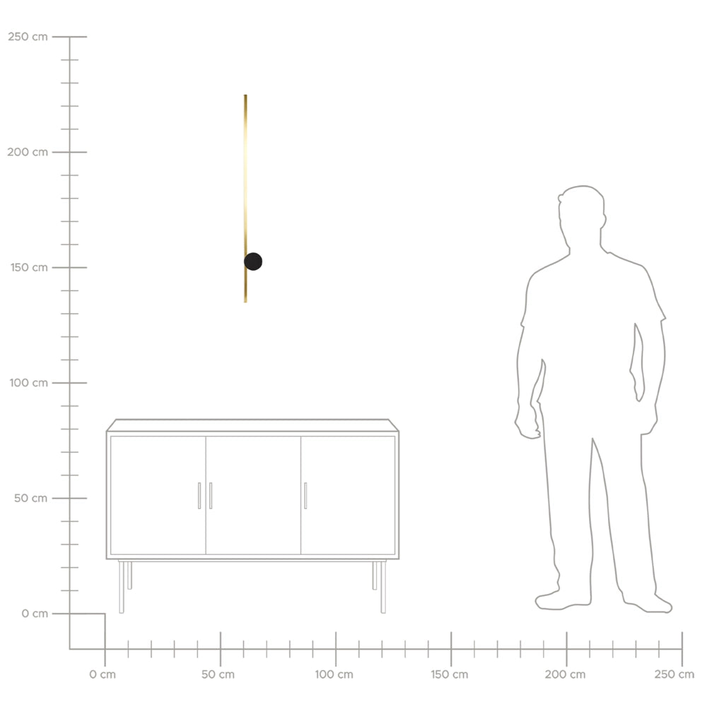Lampada da parete a LED Oro Alluminio Nero Ferro Base 90 cm Luce Illuminazione Camera da letto Soggiorno Design Moderno