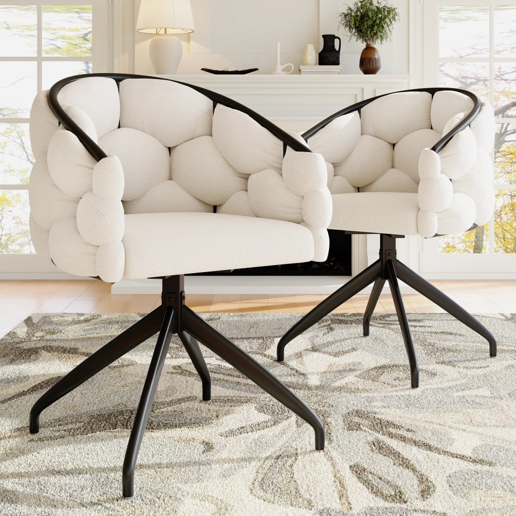 Sedia da Pranzo Girevole 360¡ã ¨C MINIMAL ¨C Beige, Schienale, Imbottita, Stile Moderno