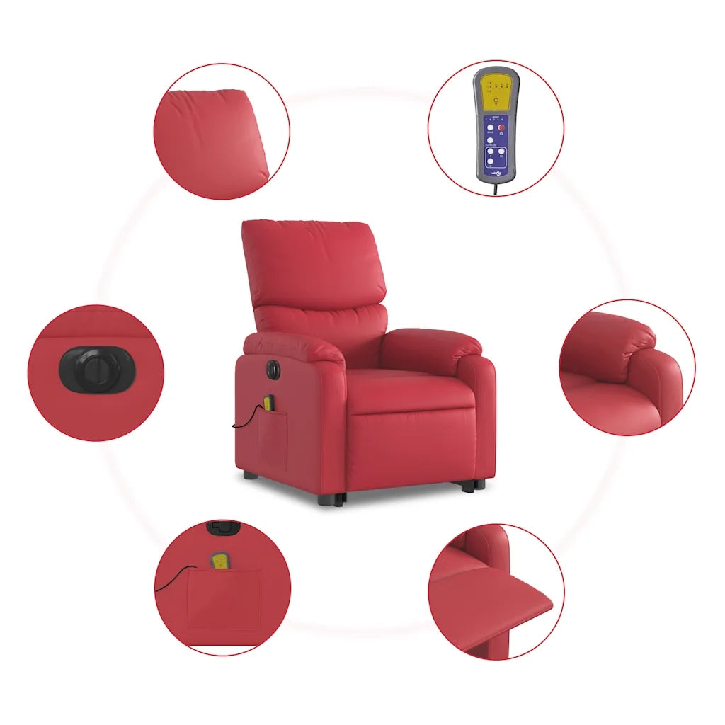 Poltrona Alzapersona Reclinabile Elettrica Rossa in Similpelle 3204912