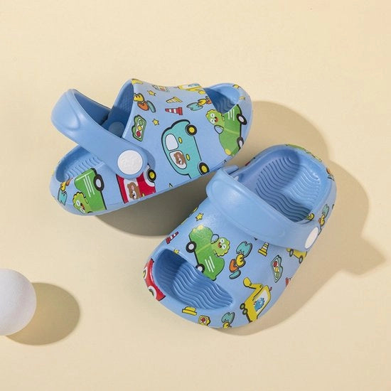 Pantofole per bambini - calzature antiscivolo morbide per spiaggia e piscina - pantofole con stampa moda - leggere e respiranti - pantofole estive divertenti per ragazze e ragazzi - adatte per esterno, scuola, bagno, spiaggia e piscina - misura 18