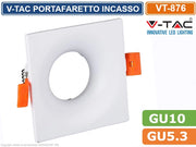 V-TAC VT-876 PORTAFARETTO QUADRATO DA INCASSO PER LAMPADINE GU10 E GU5.3 - SKU 3170