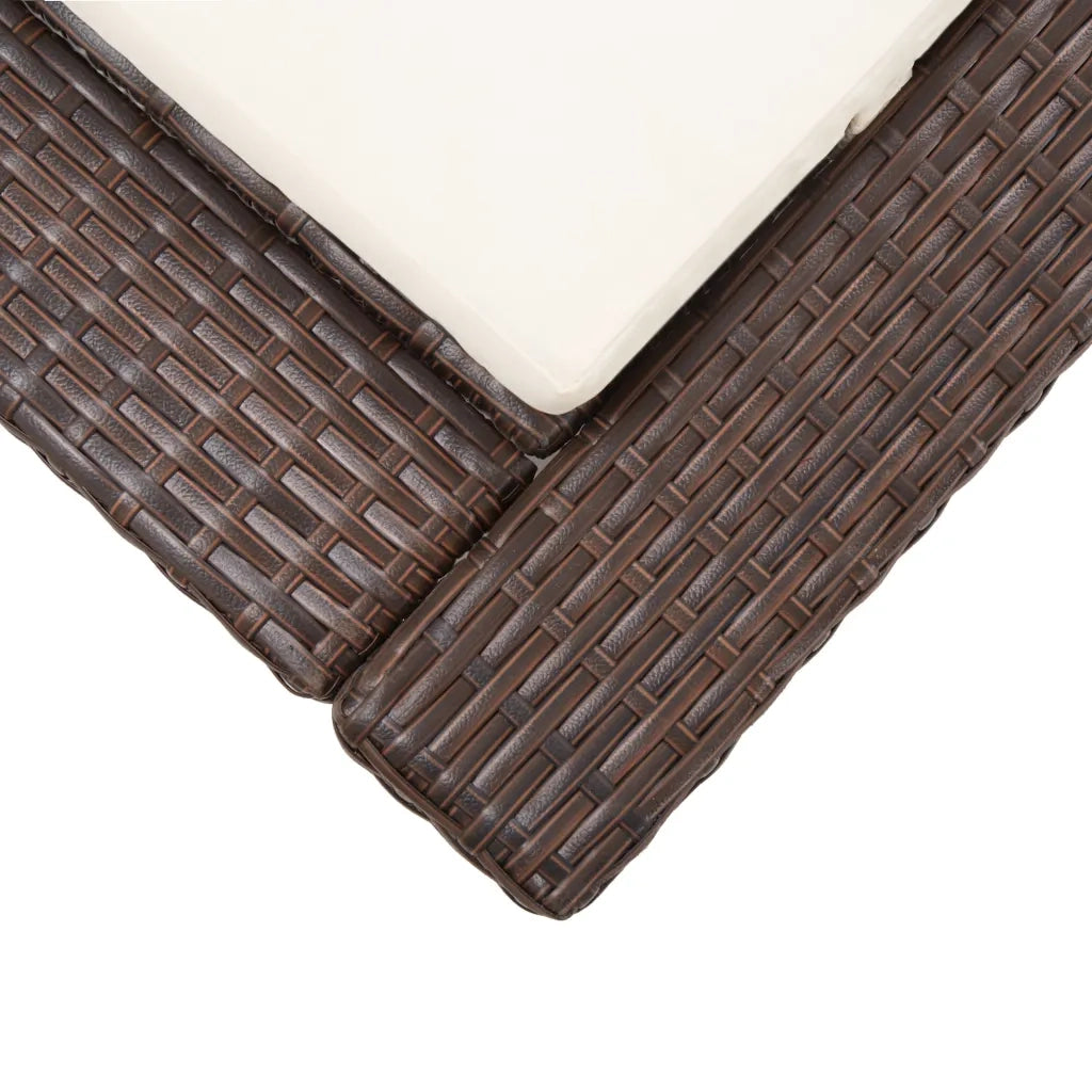 Lettino Prendisole | Sdraio da giardino | Lettino da sole con Cuscino Marrone in Polyrattan