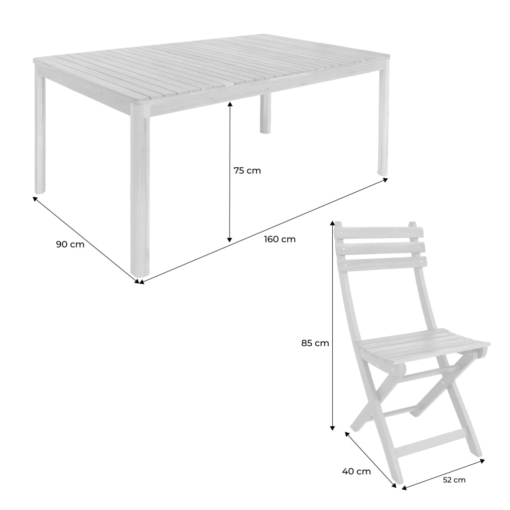 Set tavolo da giardino in acacia con angoli arrotondati con 8 sedie,