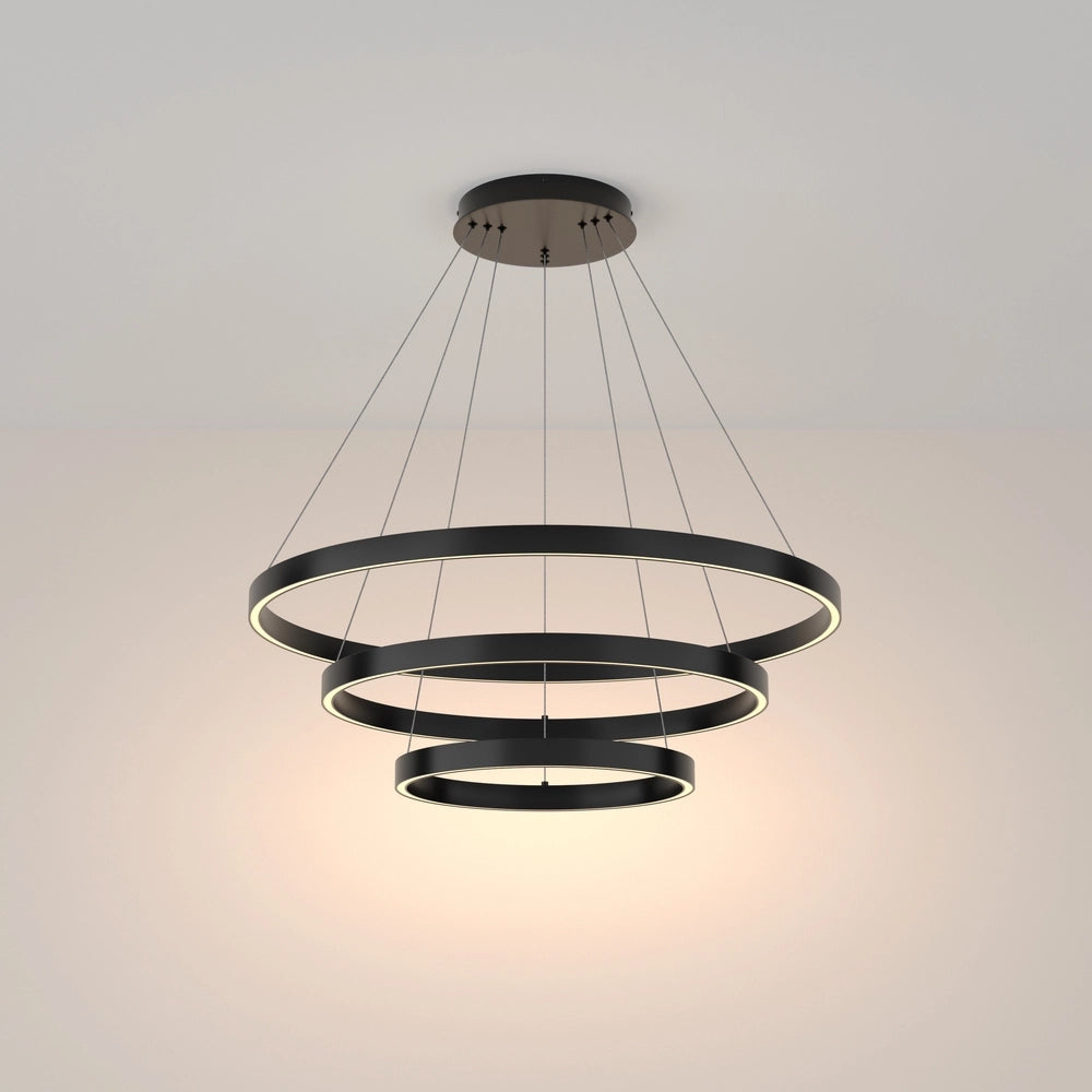Lampadario A Sospensione Moderno Rim Alluminio Nero Luce Led 115W