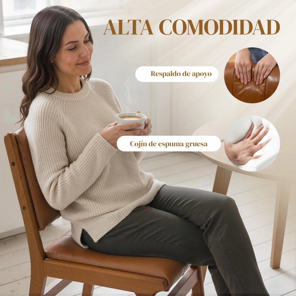 Set di 2 Sedie da Pranzo Imbottite ¨C Zephmum ¨C Similpelle Marrone con Gambe in Legno