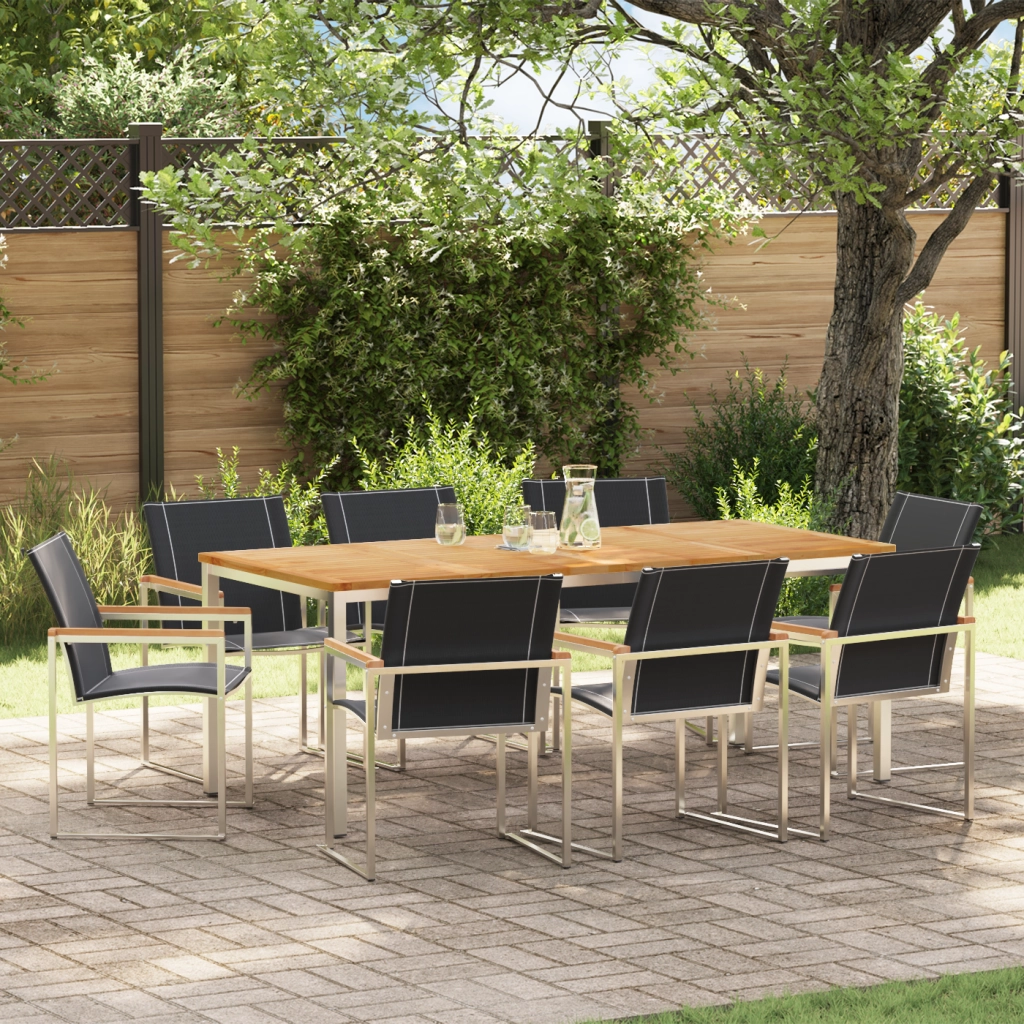 Set pranzo giardino  9 pezzi in legno massello di acacia