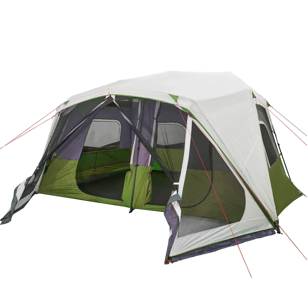Tenda Famiglia con LED 10 Persone Verde Chiaro Rilascio Rapido 94302