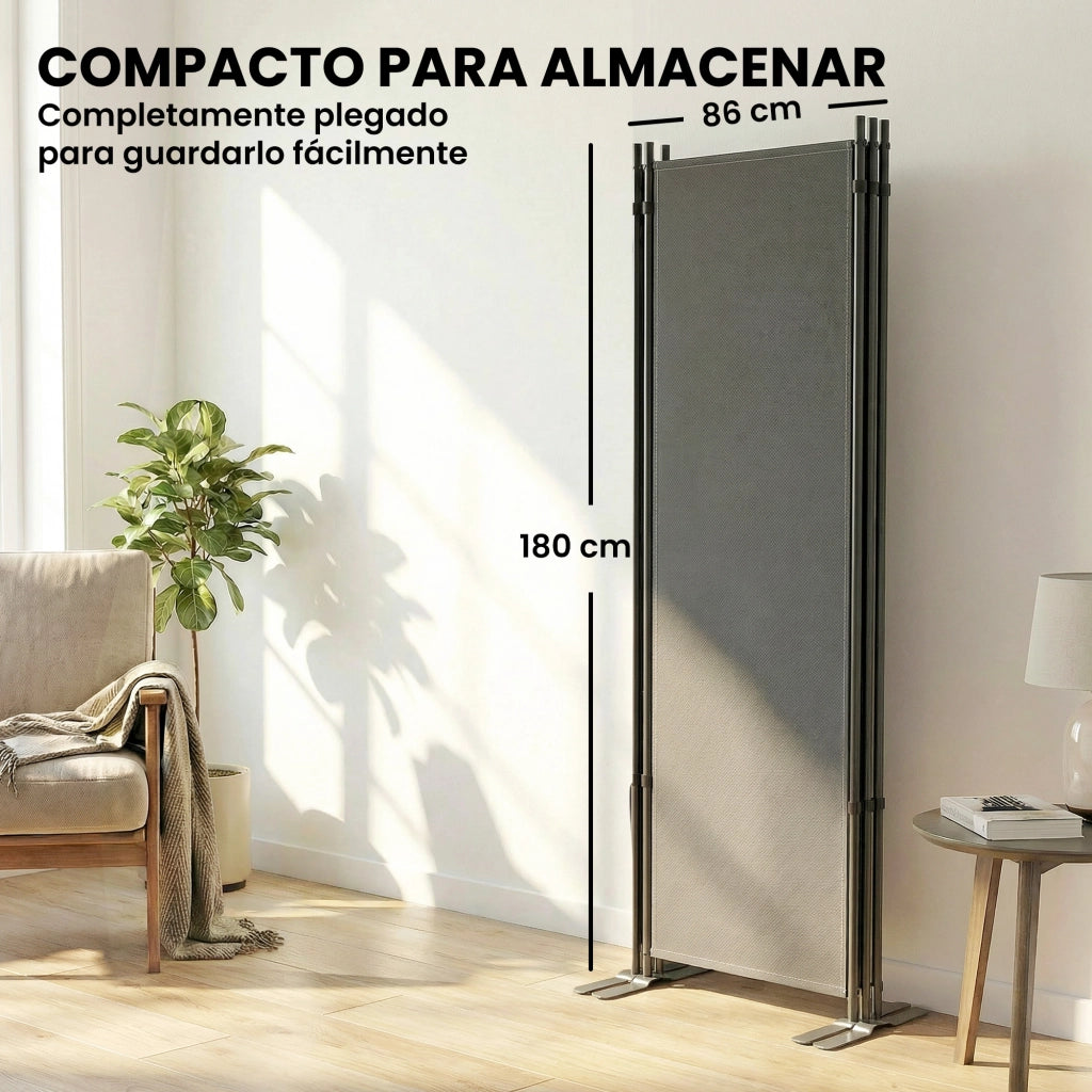 Biombo pieghevole 3 ante ¨C zephmum ¨C grigio scuro metallo 260x180 cm