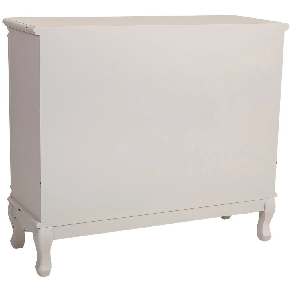 Comò in legno bianco invecchiato con 3 cassetti 100x38x86,5h cm