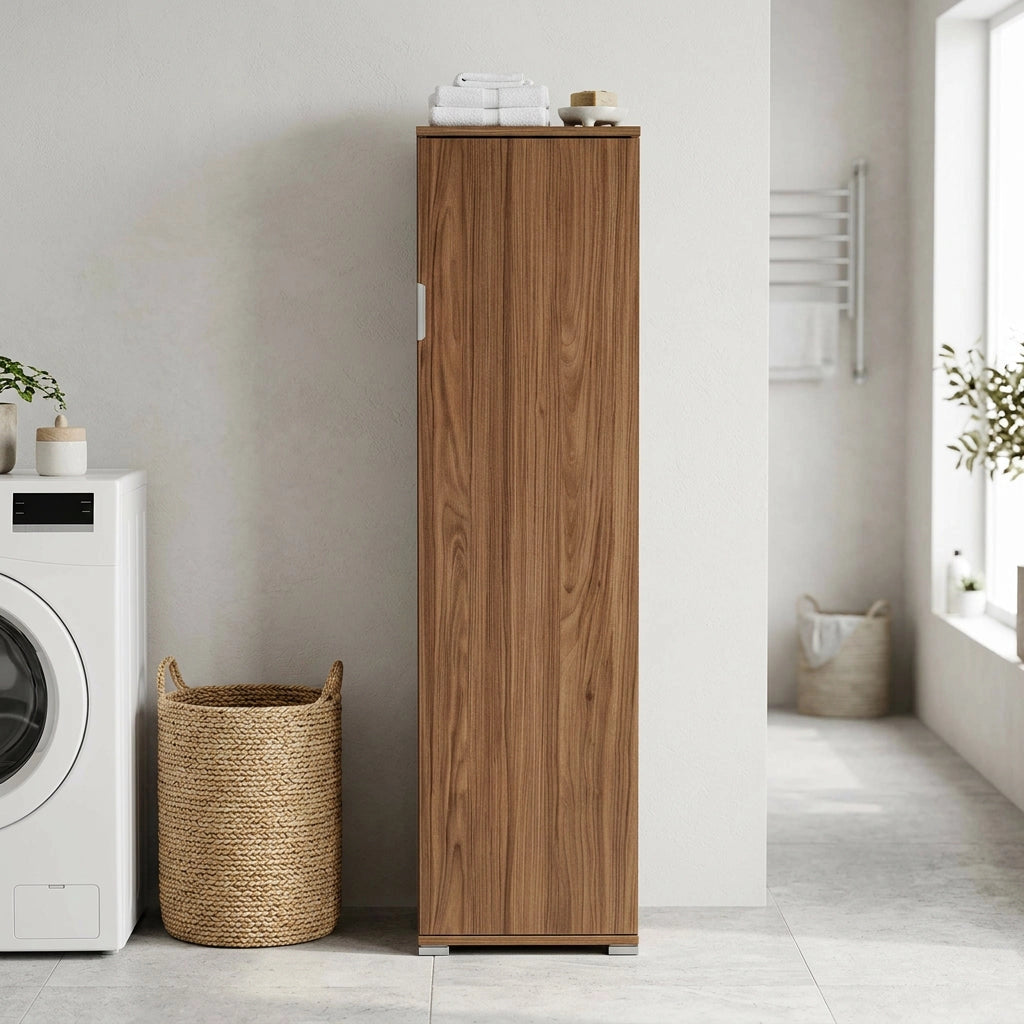 Armadietto da Bagno un anta 4 ripiani in Legno Composito cm 40x33x151 - ZAK