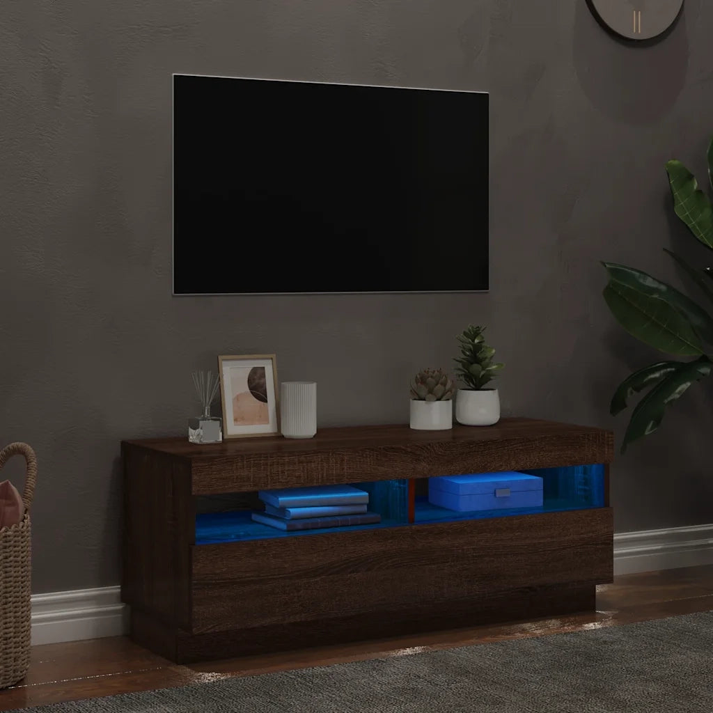 Mobile Porta TV con Luci LED-Mobile per TV-Credenza TV Rovere Marrone 100x35x40 cm