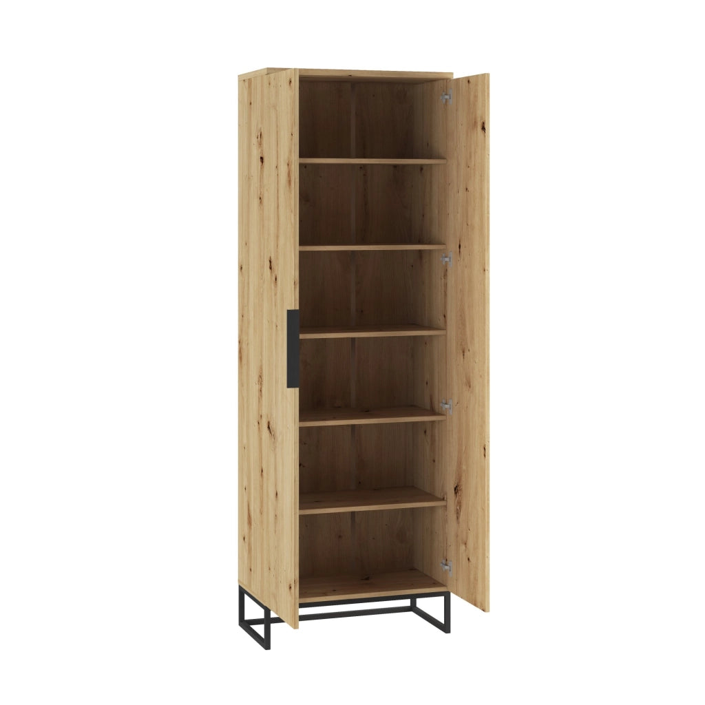 Casazza, Armadio Multiuso 2 Ante 5 Ripiani, 68x197h cm Marrone Rovere Nodi