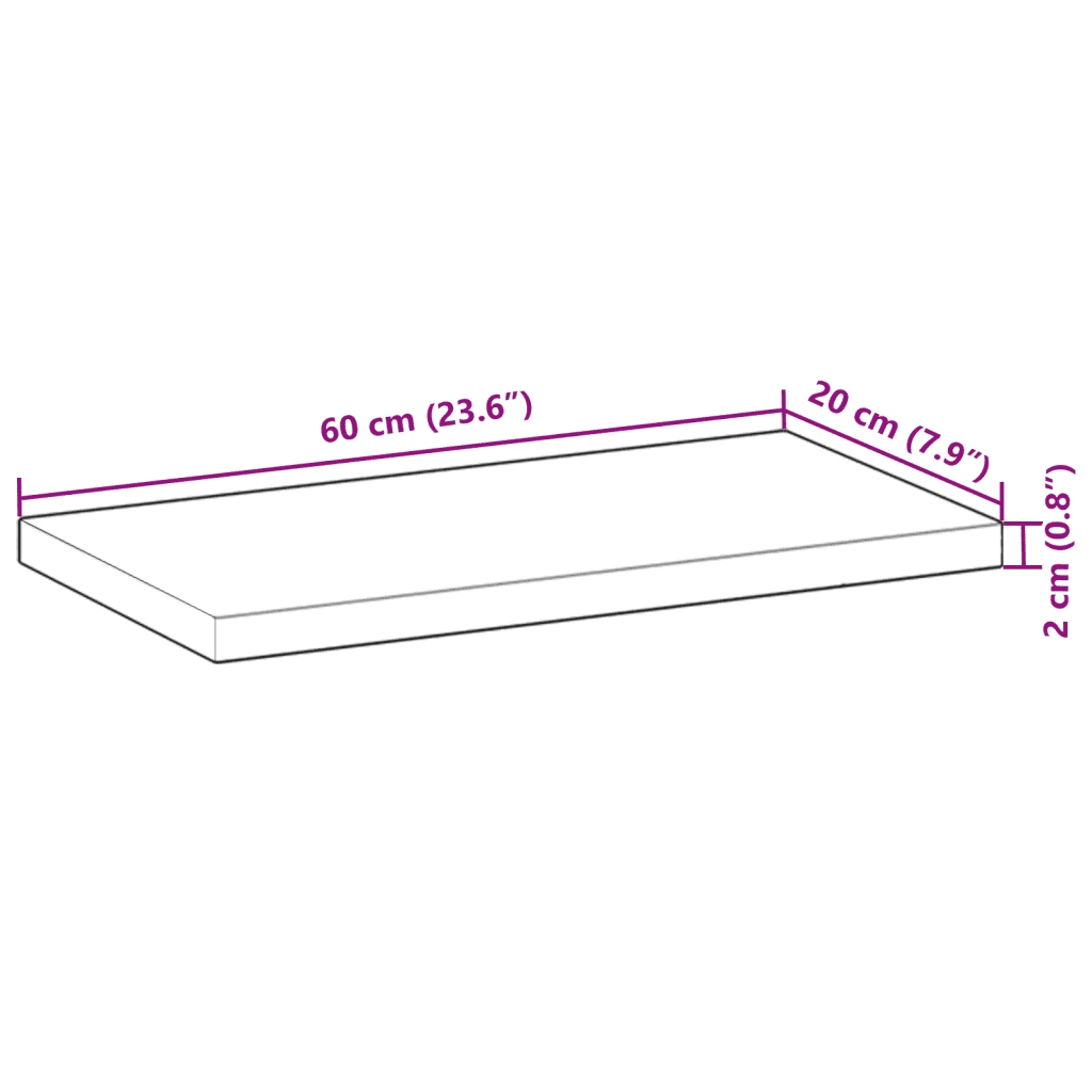 vidaXL Mensole da Parete 2 pz 60x20x2 cm Legno Acacia Rifinito a Olio