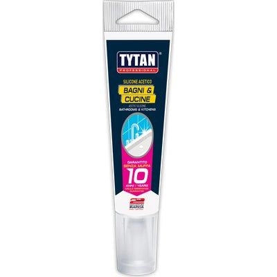 SILICONE ACETICO BAGNI E CUCINE IN TUBETTO TYTAN - TRASPARENTE RAPIDO ML  60- 6 pezzi