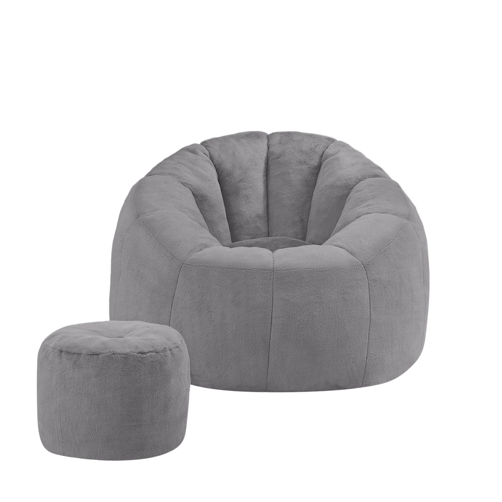 POLTRONA Sacco a Fiore con Poggiapiedi 105x105x70 cm Grigio