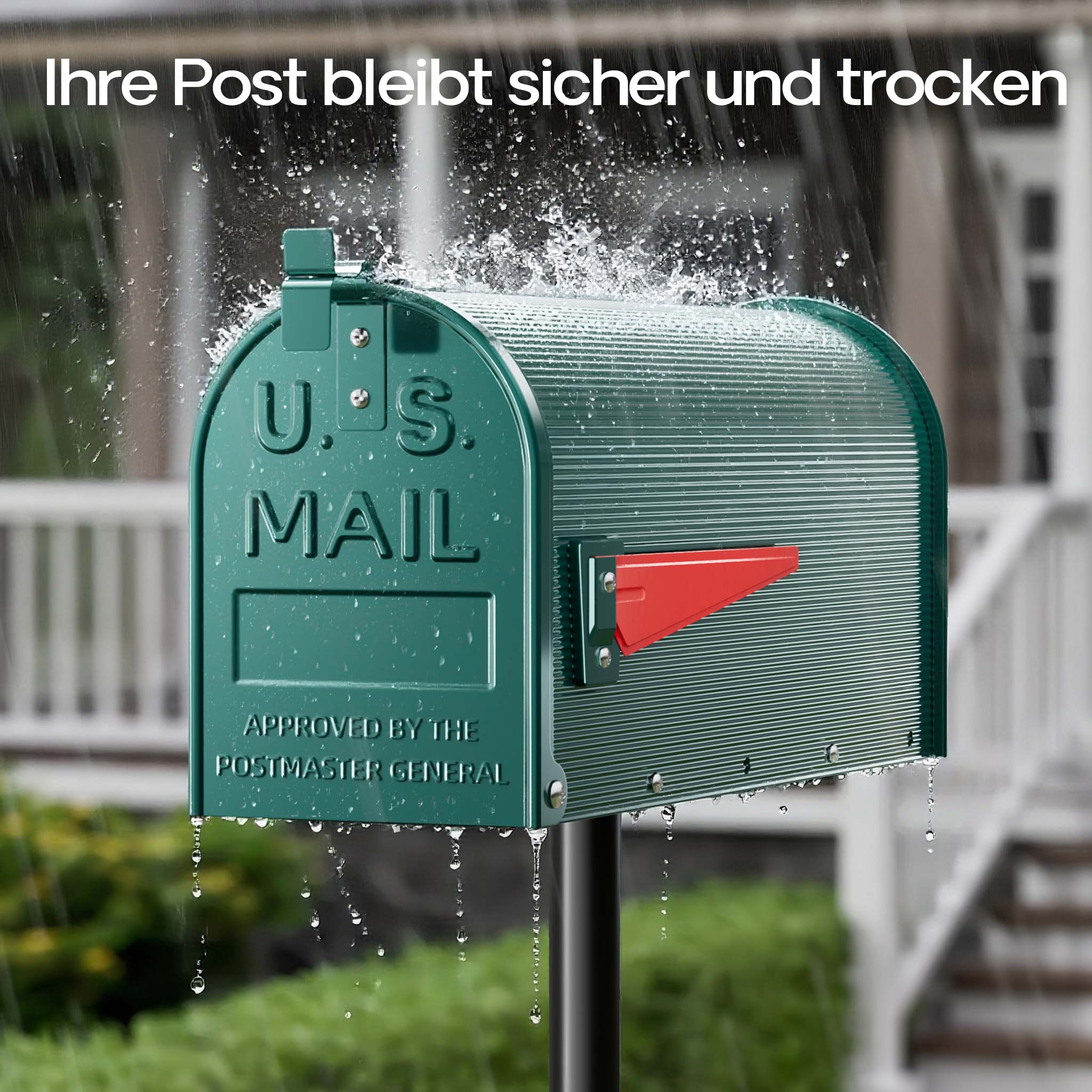 Cassetta postale americana in acciaio zincato verde con materiale di montaggio