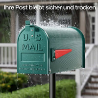 Cassetta postale americana in acciaio zincato verde con materiale di montaggio