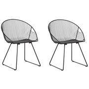 Set di 2 sedie da pranzo con struttura in metallo Nero sedile in ecopelle design industriale moderno