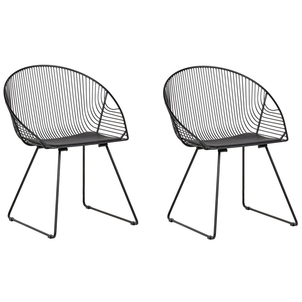 Set di 2 sedie da pranzo con struttura in metallo Nero sedile in ecopelle design industriale moderno