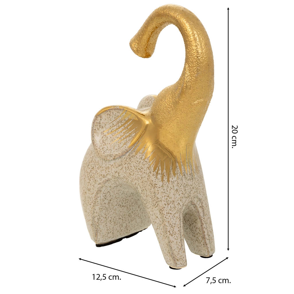 Elefante decoro ceramica dorata 12,5x7,5x20h