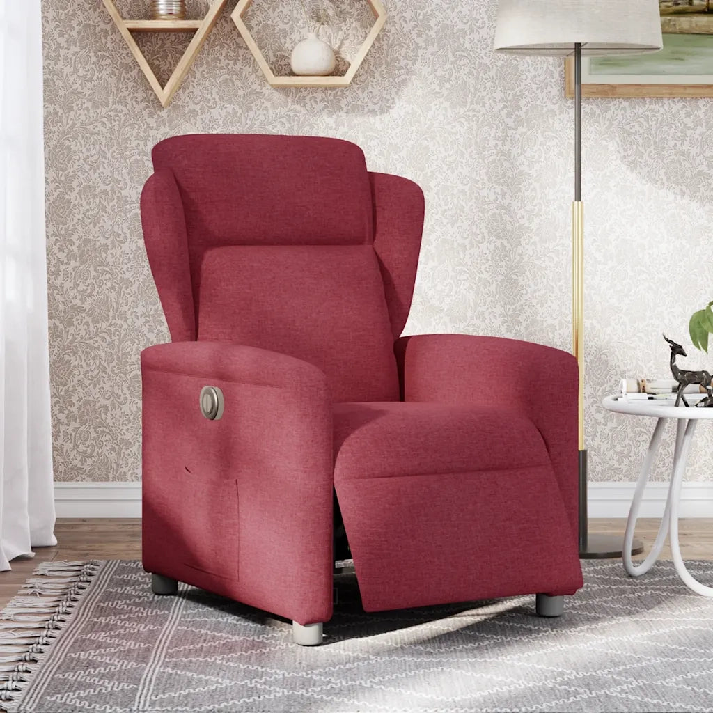 vidaXL Poltrona Elettrica Reclinabile Rosso Vino in Tessuto