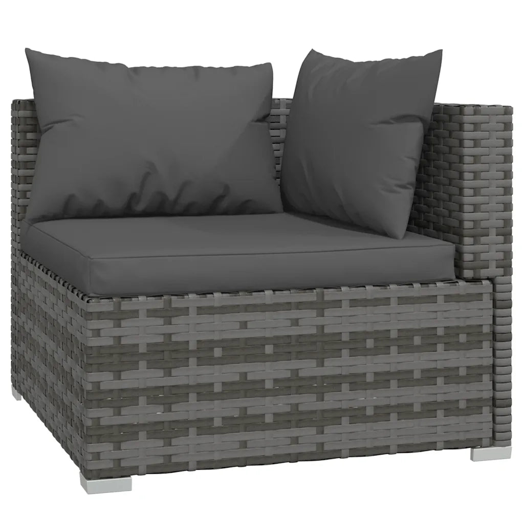 Set Divani da Giardino 5 pz con Cuscini in Polyrattan Grigio cod mxl 53238