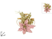 Portacandela Decorativa con Stella di Natale Rosa Antico 23 cm