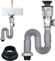 Set di tubo di scarico flessibile - Slanga di scarico flessibile - Filtratore di scarico pop-up - Espandibile fino a 280-800 mm