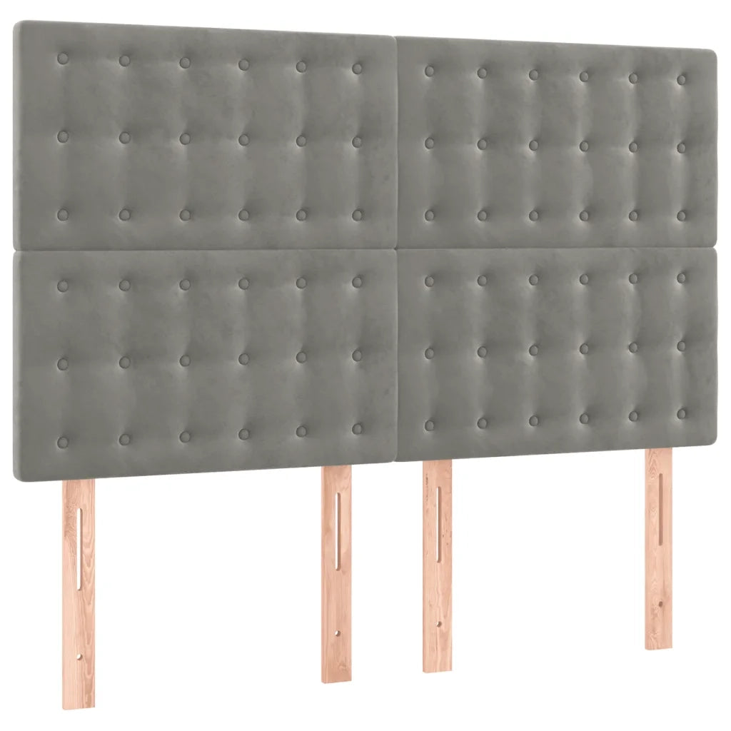 Testiera a LED Grigio Chiaro 144x5x118/128 cm in Velluto