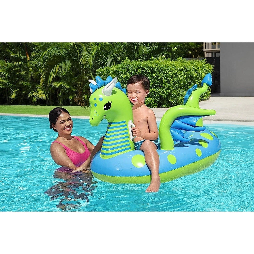 Trade Shop - Cavalcabile Gonfiabile Forma Drago Fantasy Dragon 134x142 Cm Con Maniglie 41476 -
