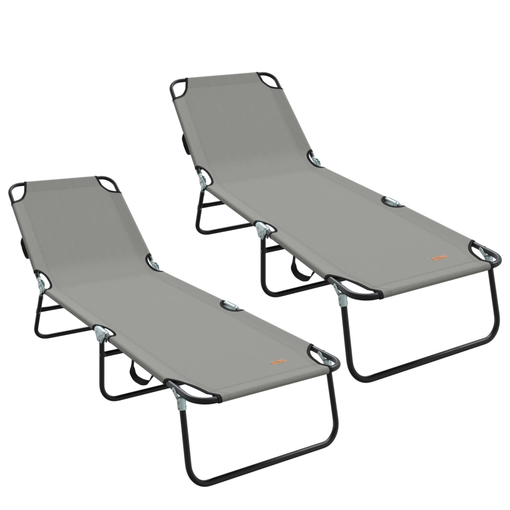 Lettino Prendisole 2 pcs Portatile Grigio in Tessuto Oxford 600D