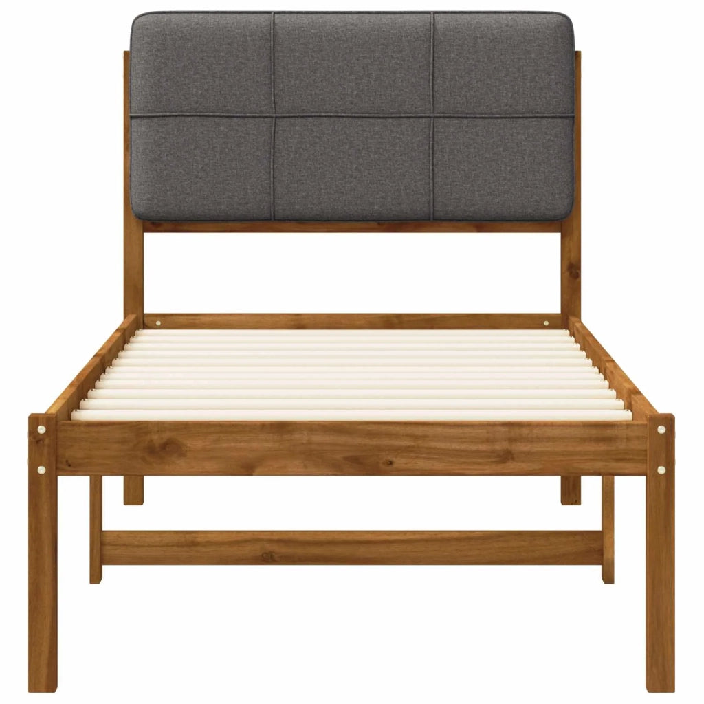Letto con Testiera Rivestita Naturale e Grigio Chiaro 904437