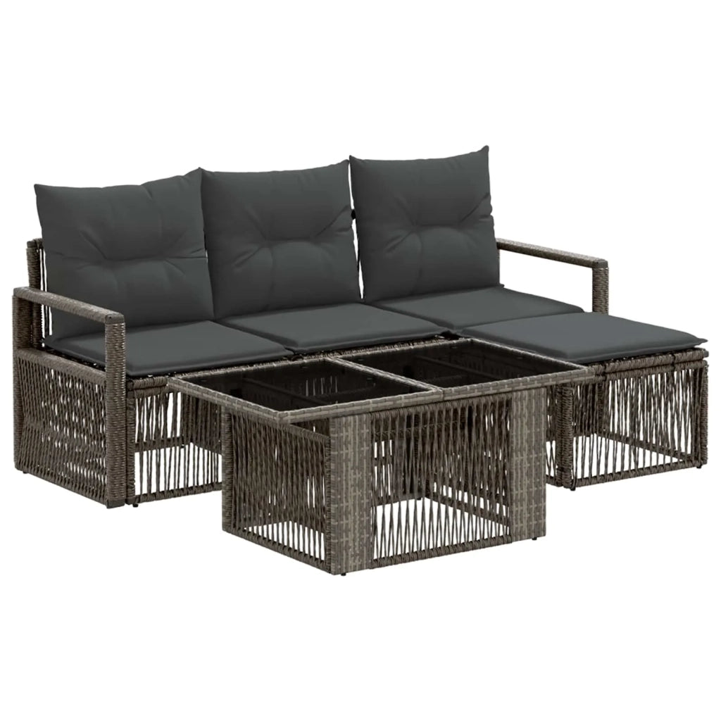Set Divano da Giardino 5 pz Grigio e Grigio Scuro polyrattan 3437087