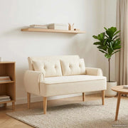 Loveseat con bottoni imbottiti Crema 117 x 67 x 77 cm Bouclé 42041823