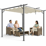 Pergola Gazebo Retrattile da Giardino 3x3 Metri Beige Anti UV e Impermeabile