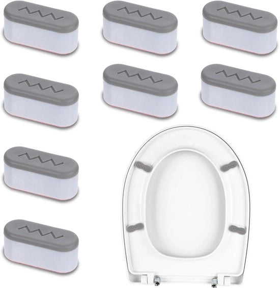 Buffer 8 pezzi per sedile WC, buffer per coperchio WC, supporto per demper del sedile WC, supporto, spigolo di supporto per sedile WC, parafanghi bianchi per sedile WC per ufficio domestico, hotel (grigio + bianco)