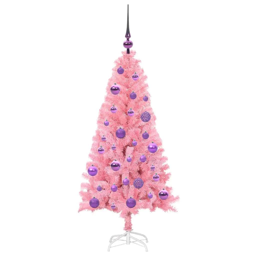 Albero di Natale con 150 LED con supporto Rosa 120 cm PVC 3396413