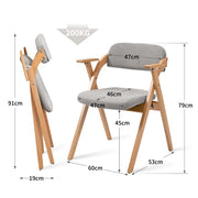 Sedie da Pranzo Pieghevoli con Braccioli ¨C MINIMAL ¨C Set 2, Seduta Imbottita, Legno, Grigio