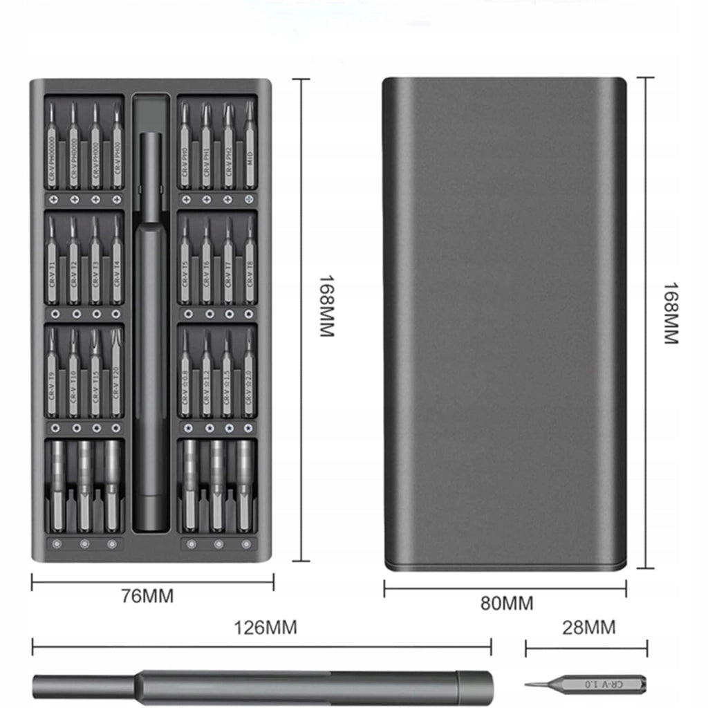 Set di Cacciaviti di Precisione 63 in 1 – Acciaio S-2, Magnetico | 62 Punte, Manico Ergonomico