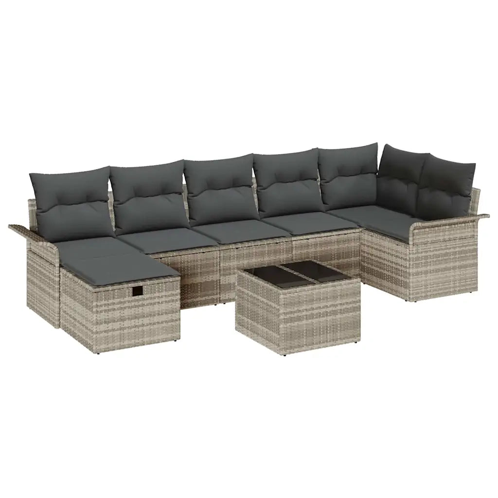 Set Divano da Giardino 8 pcs Grigio chiaro polyrattan 3358911