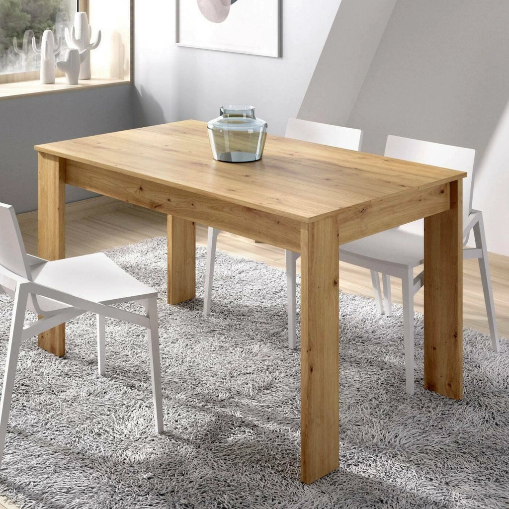 Tavolo fisso Alois, Tavolo da pranzo multiuso, Tavolo rettangolare da cucina o sala da pranzo, 139x81h77 cm, Rovere Nodi