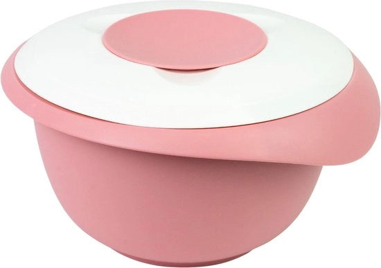 Mangiatoia/bicchiere con coperchio bifacciale, 3,5 l, con imboccatura, plastico, rosa/bianco.